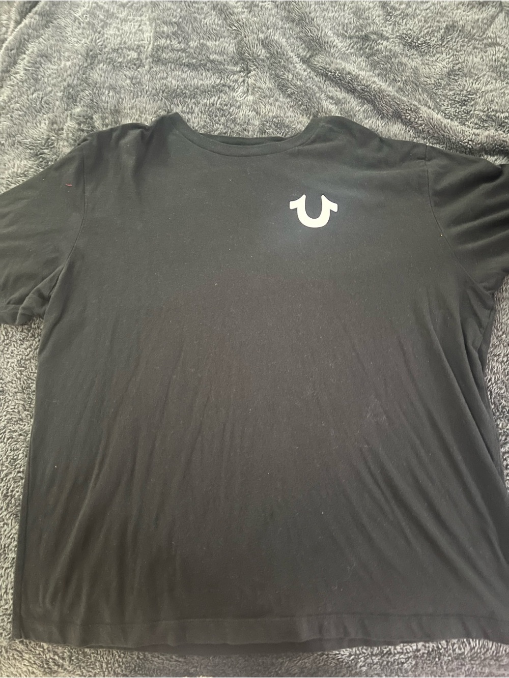 True Religion Black Crew Neck Tee with White Horseshoe Logo